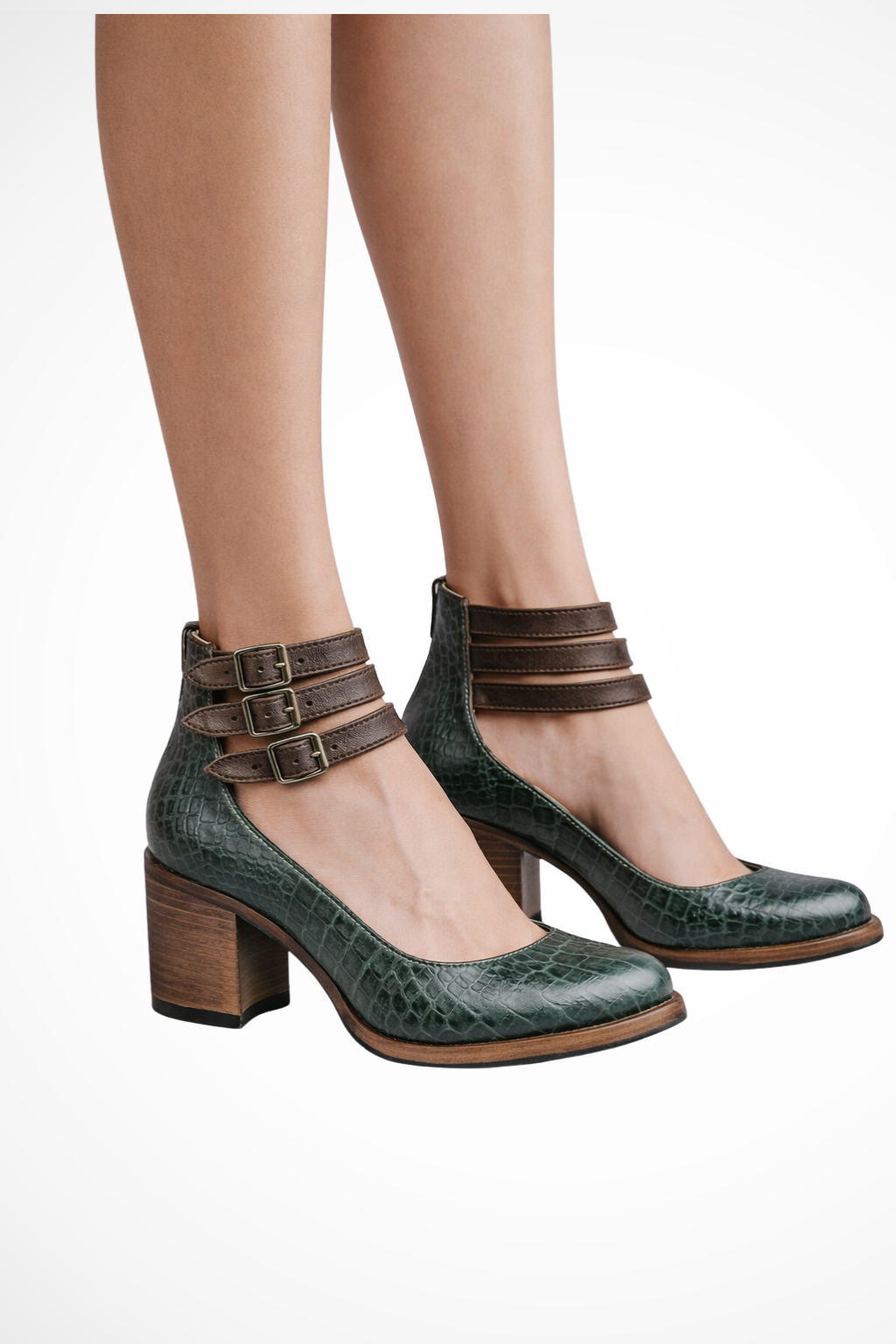 Chaussures Femme à Talon Bloc avec Brides Bouclées Vintage et Style Bottines Mary Jane