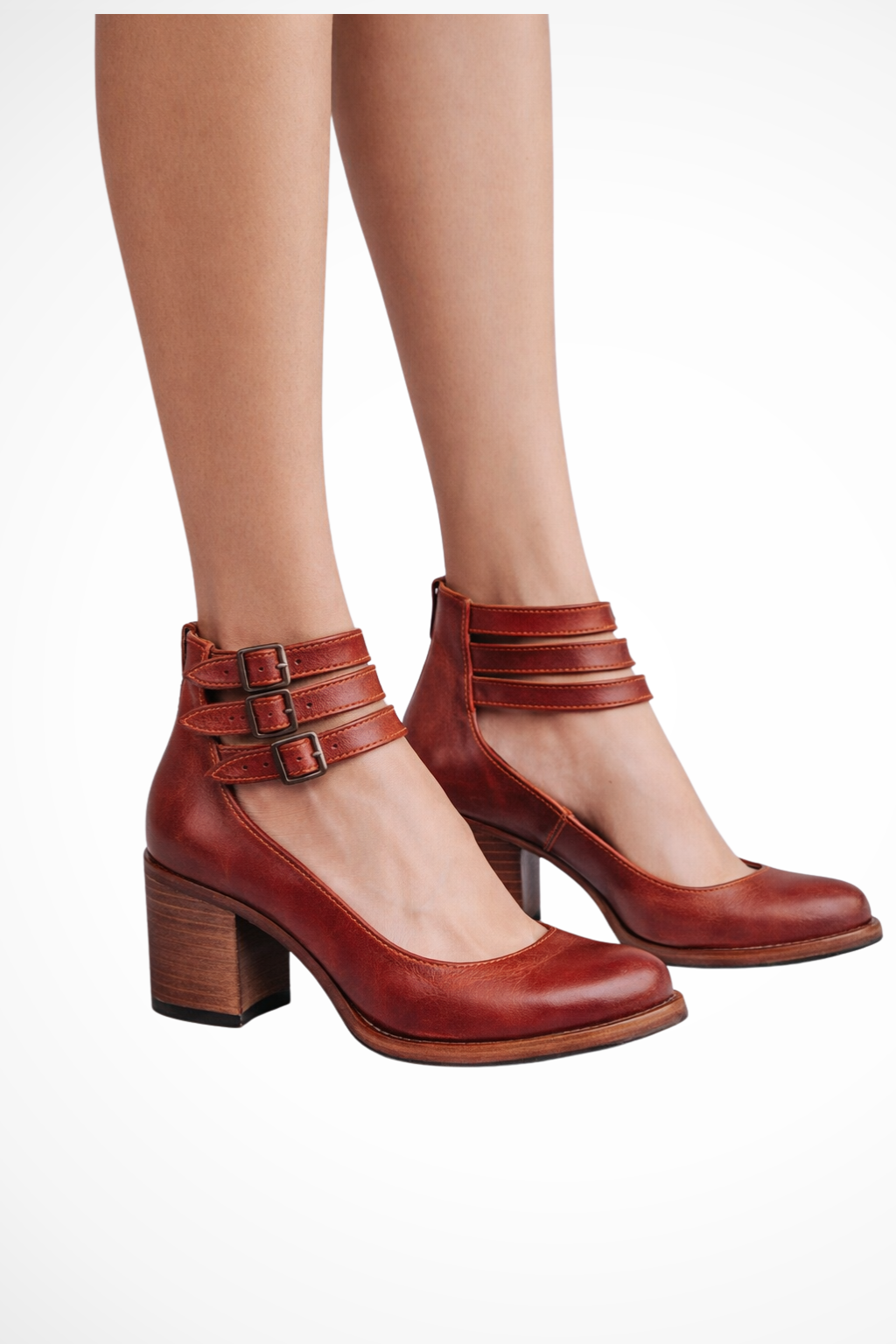 Chaussures Femme à Talon Bloc avec Brides Bouclées Vintage et Style Bottines Mary Jane