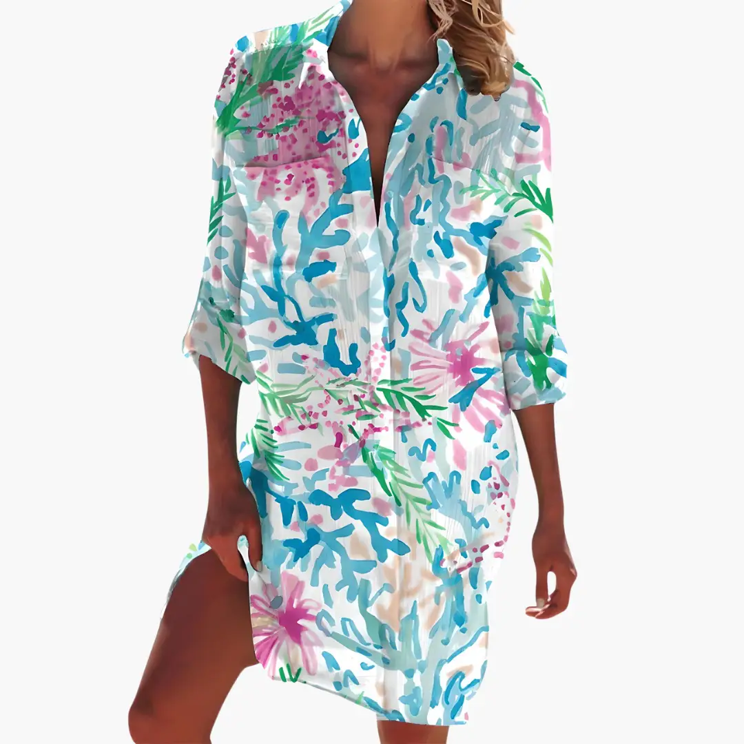 Women's Tropical Print Casual Loose Summer Dress