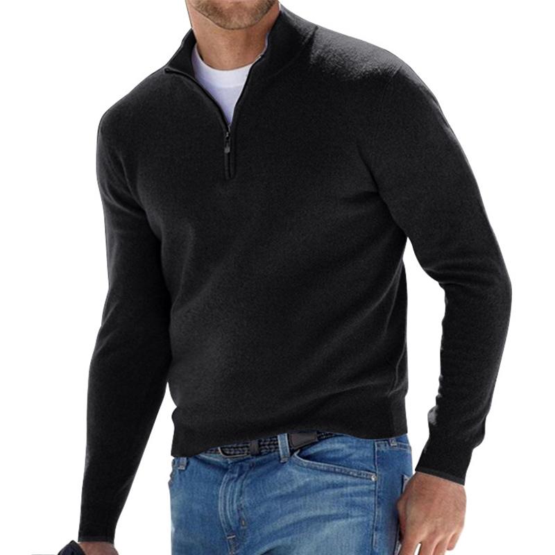 Men’s Half-Zip Sweater with Stand-Up Collar