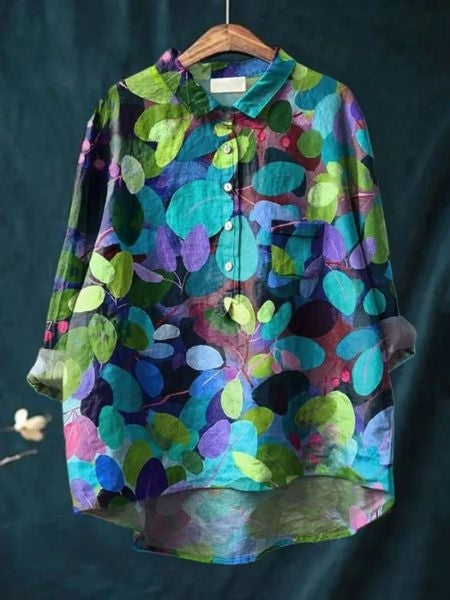 Chemise Femme Fleurie Décontractée - Style Artistique et Élégant