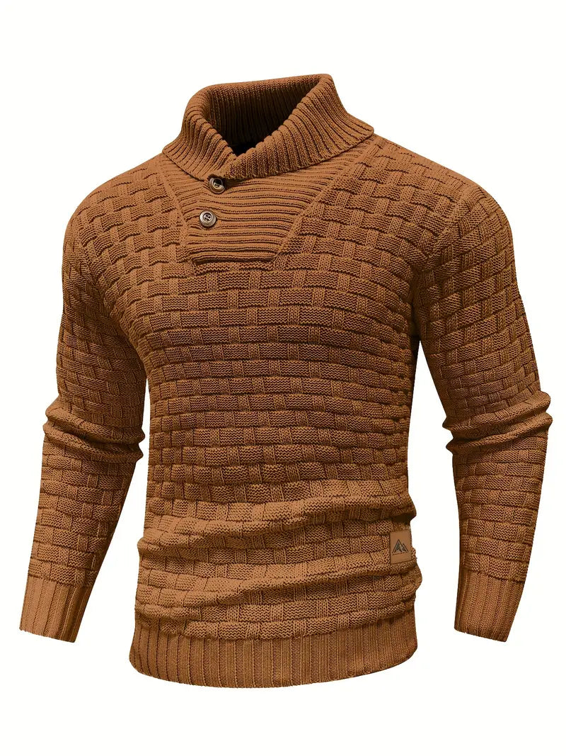Pull à Col Roulé Texturé Pour Homme Style Classique