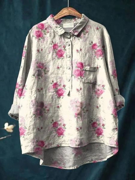 Chemise Femme Fleurie Décontractée - Style Artistique et Élégant