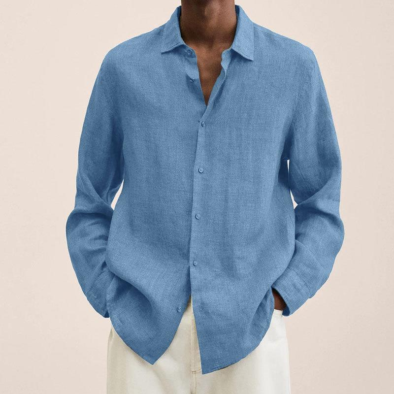 Casual Long-Sleeve Linen Shirt for Men