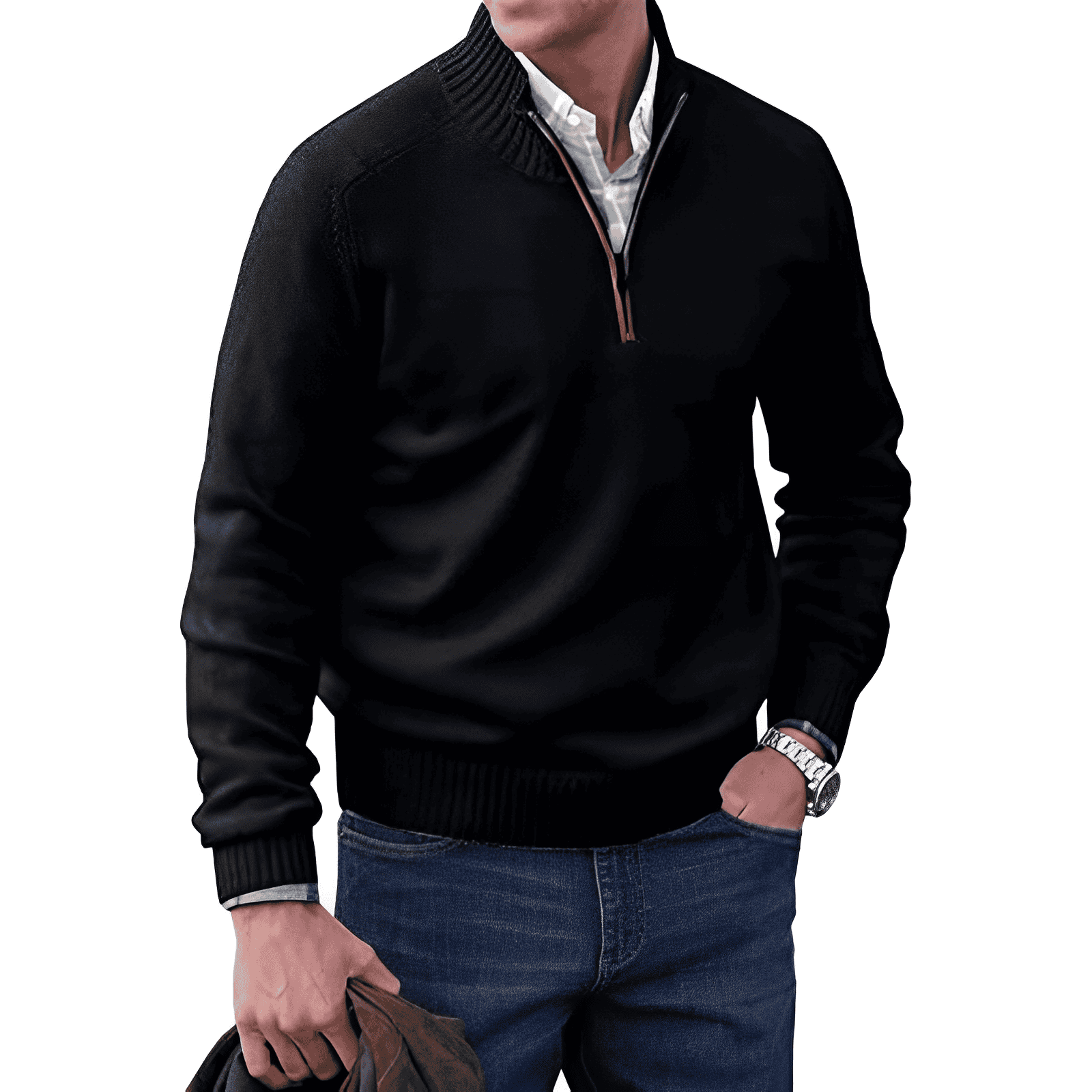 Men’s Quarter-Zip Sweater with a Classic Fit