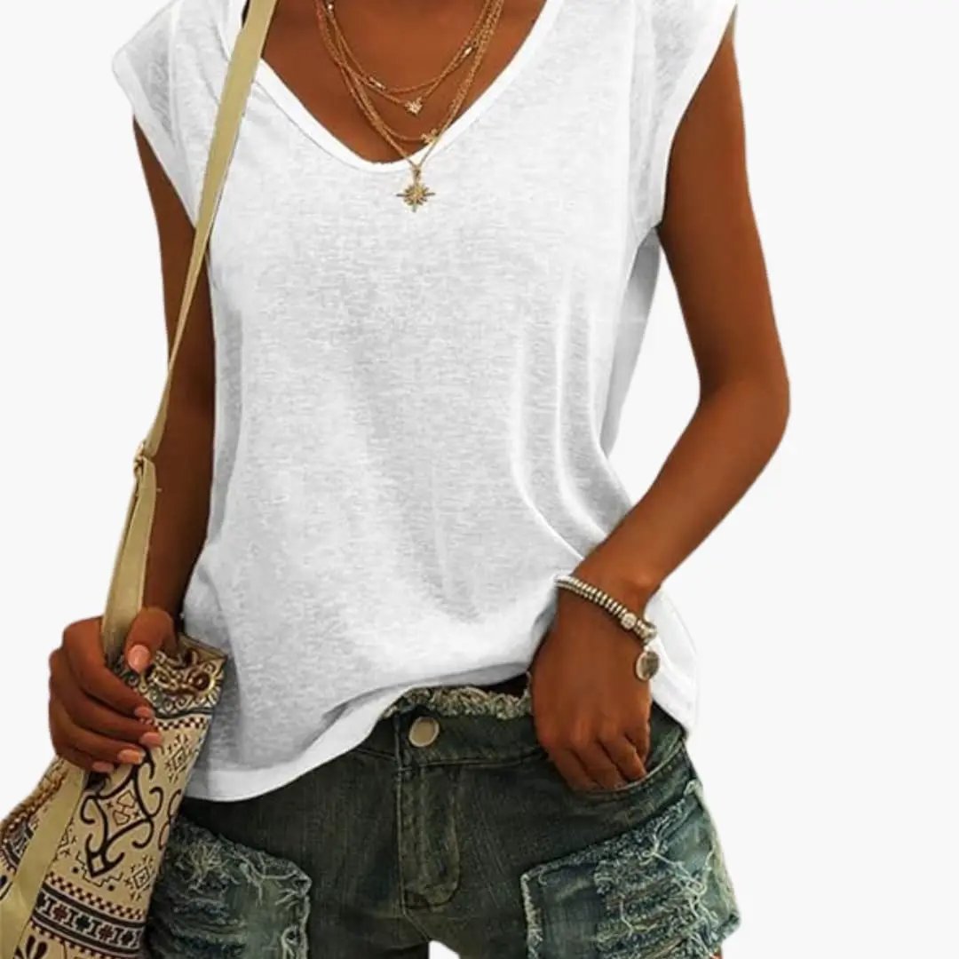 T-shirt Décontracté Sans Manches à Col V pour Femme