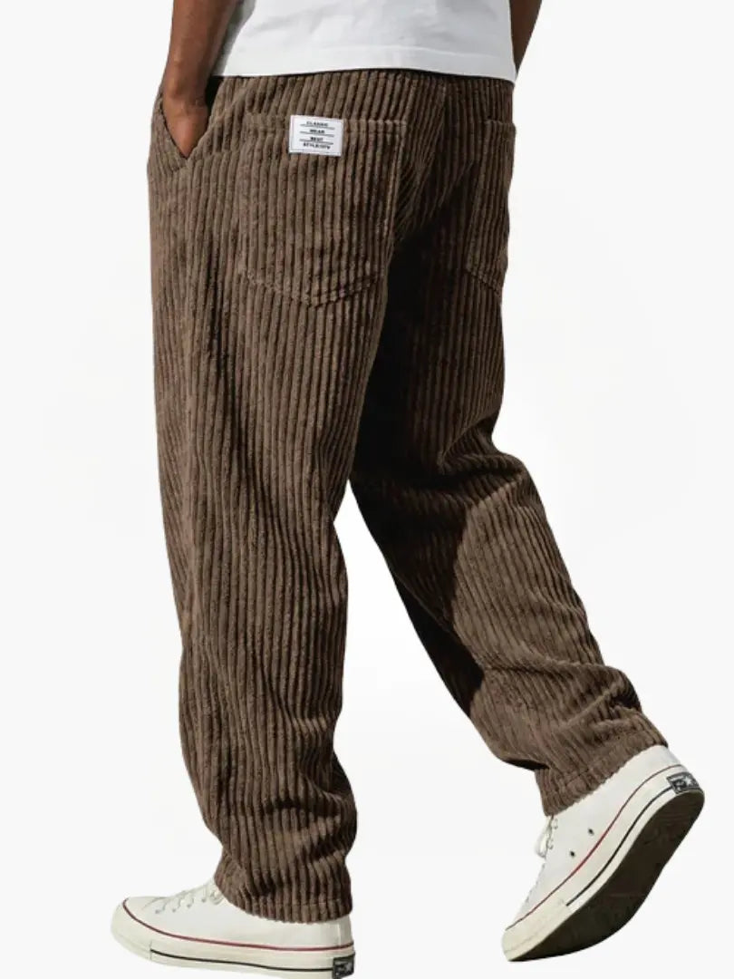 Men's Casual Straight-Leg Corduroy Trousers