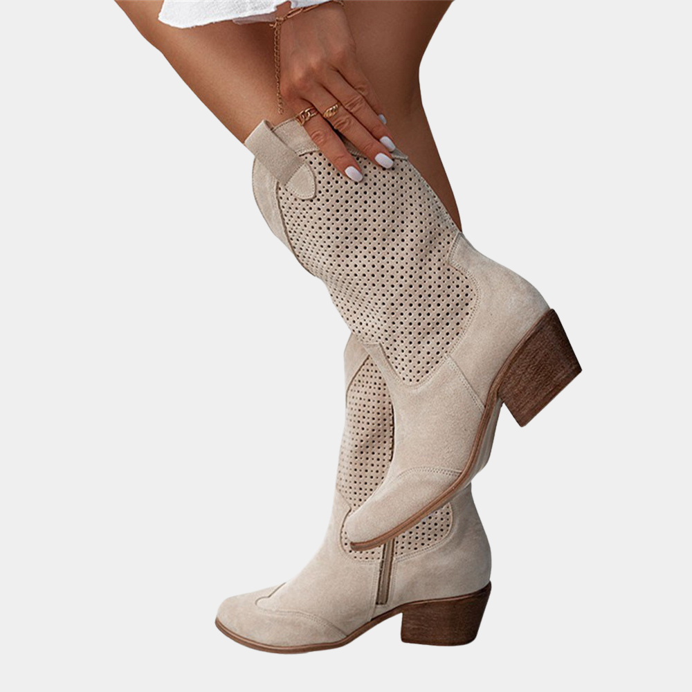 Bottes Cowboy Femme Perforées – Style Western Élégant