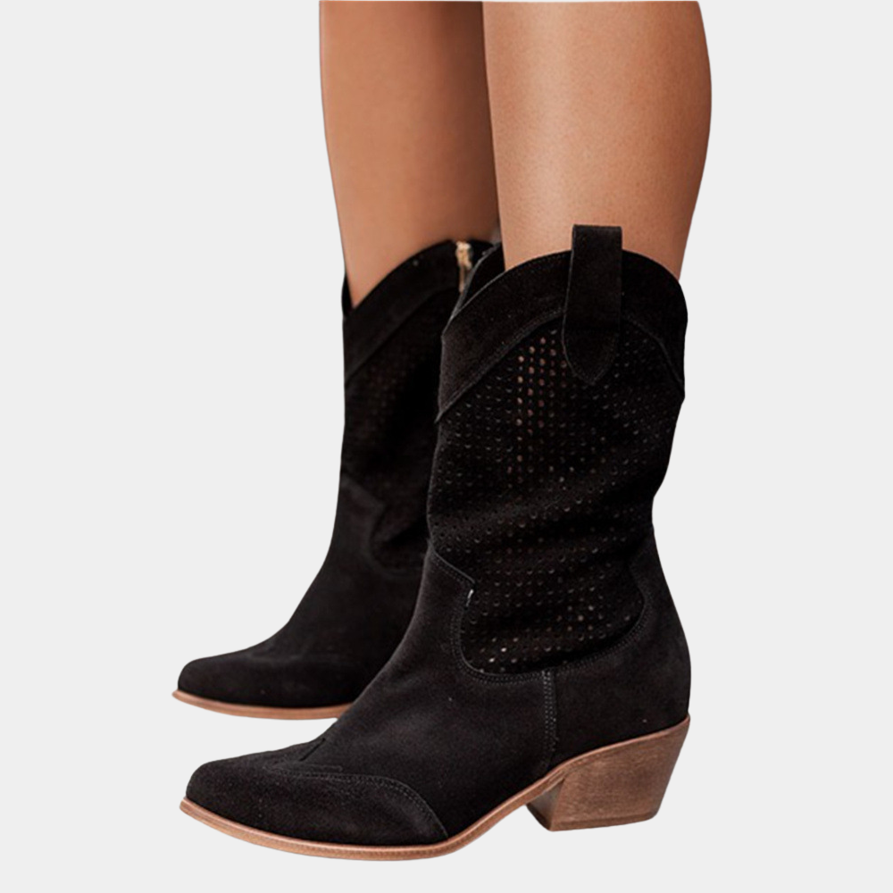 Bottes Cowboy Femme Perforées – Style Western Élégant