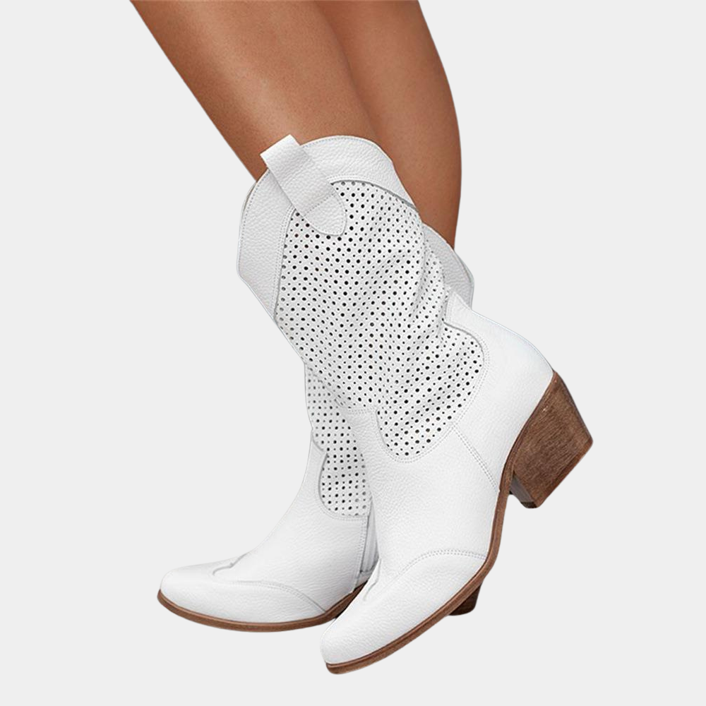 Bottes Cowboy Femme Perforées – Style Western Élégant