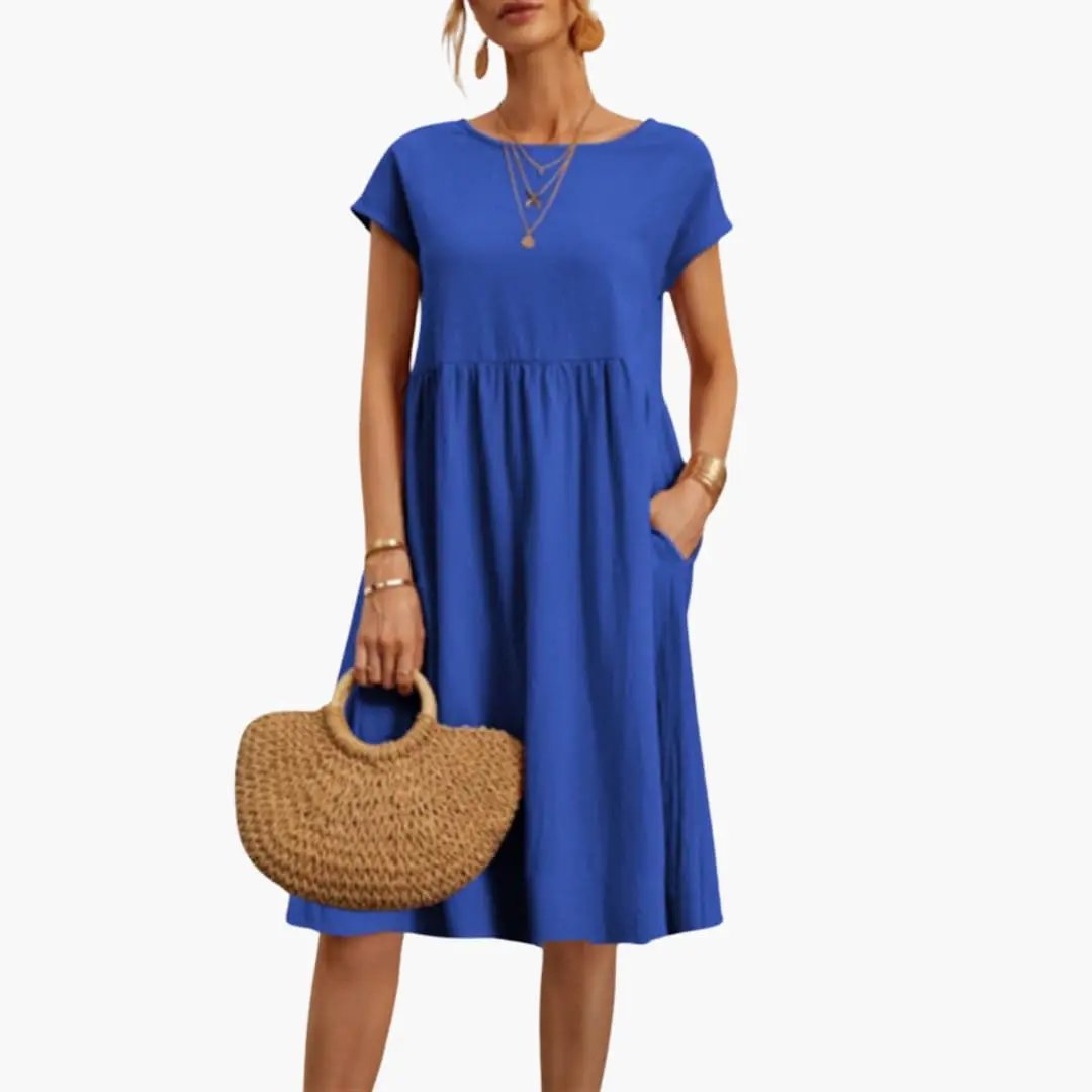 Robe Midi Décontractée Ample avec Poches pour Femme