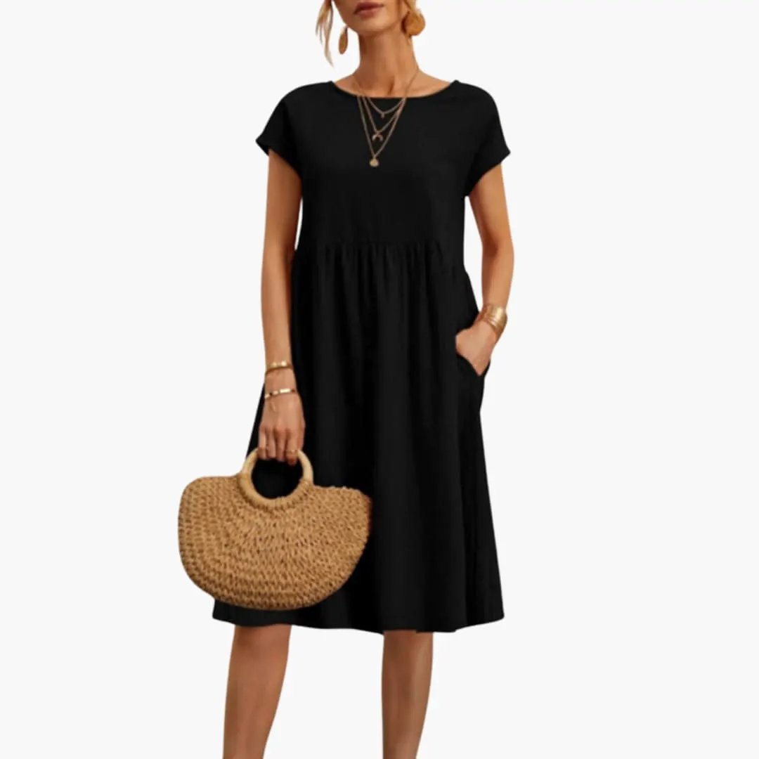 Robe Midi Décontractée Ample avec Poches pour Femme