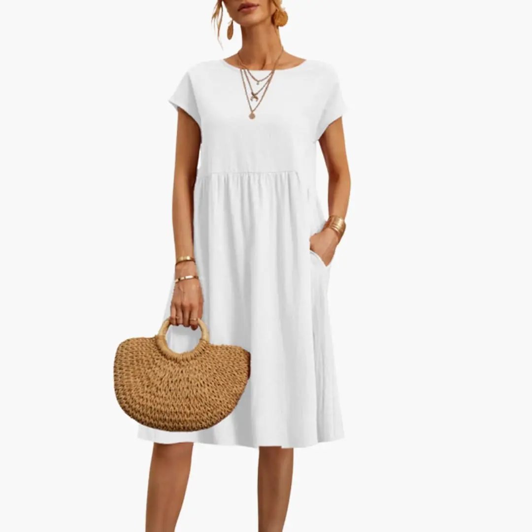 Robe Midi Décontractée Ample avec Poches pour Femme