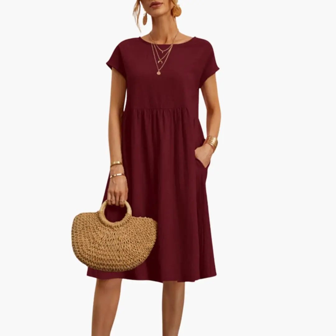 Robe Midi Décontractée Ample avec Poches pour Femme