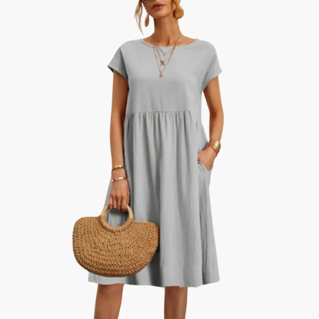 Robe Midi Décontractée Ample avec Poches pour Femme
