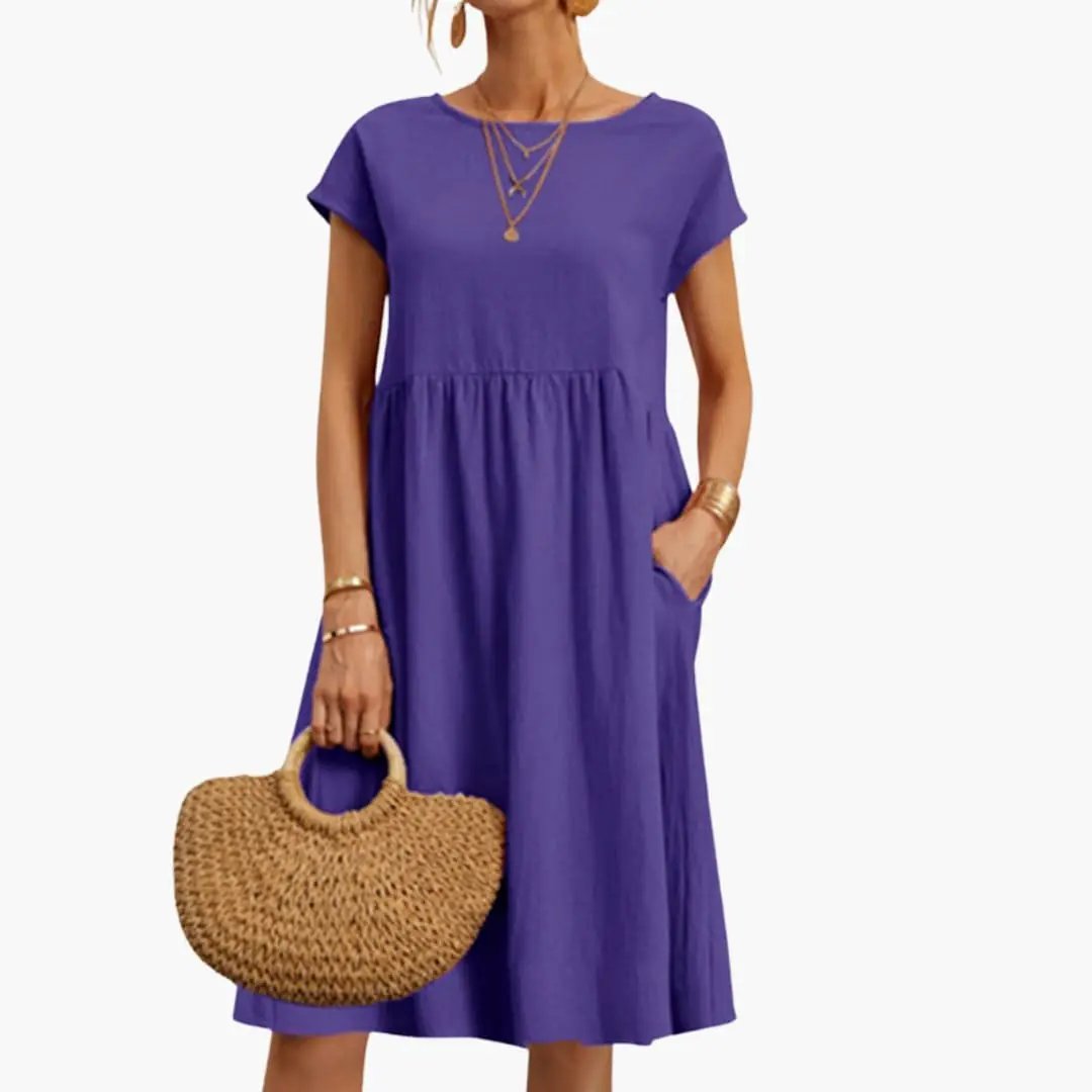 Robe Midi Décontractée Ample avec Poches pour Femme