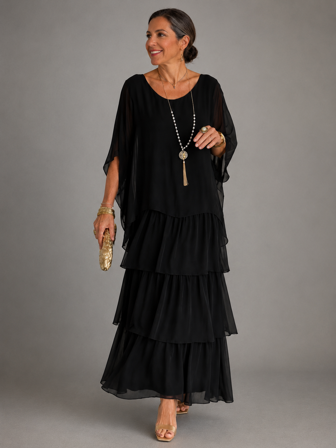Vestido recto sin mangas con cuello redondo para mujer