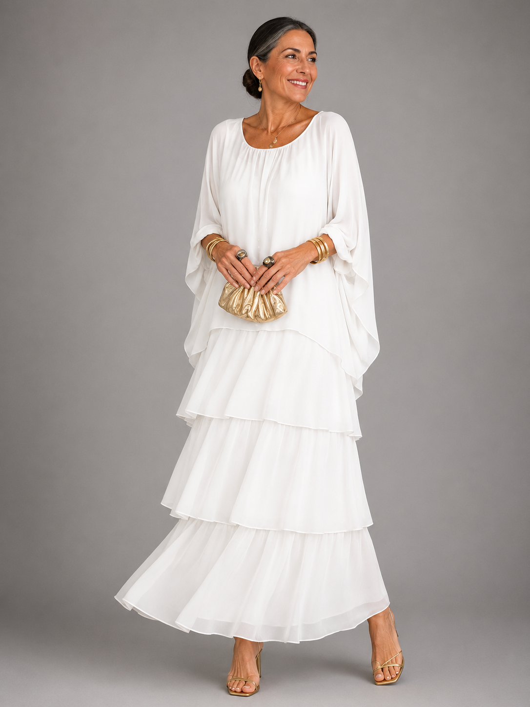 Women's Long Dress with Layered Ruffles