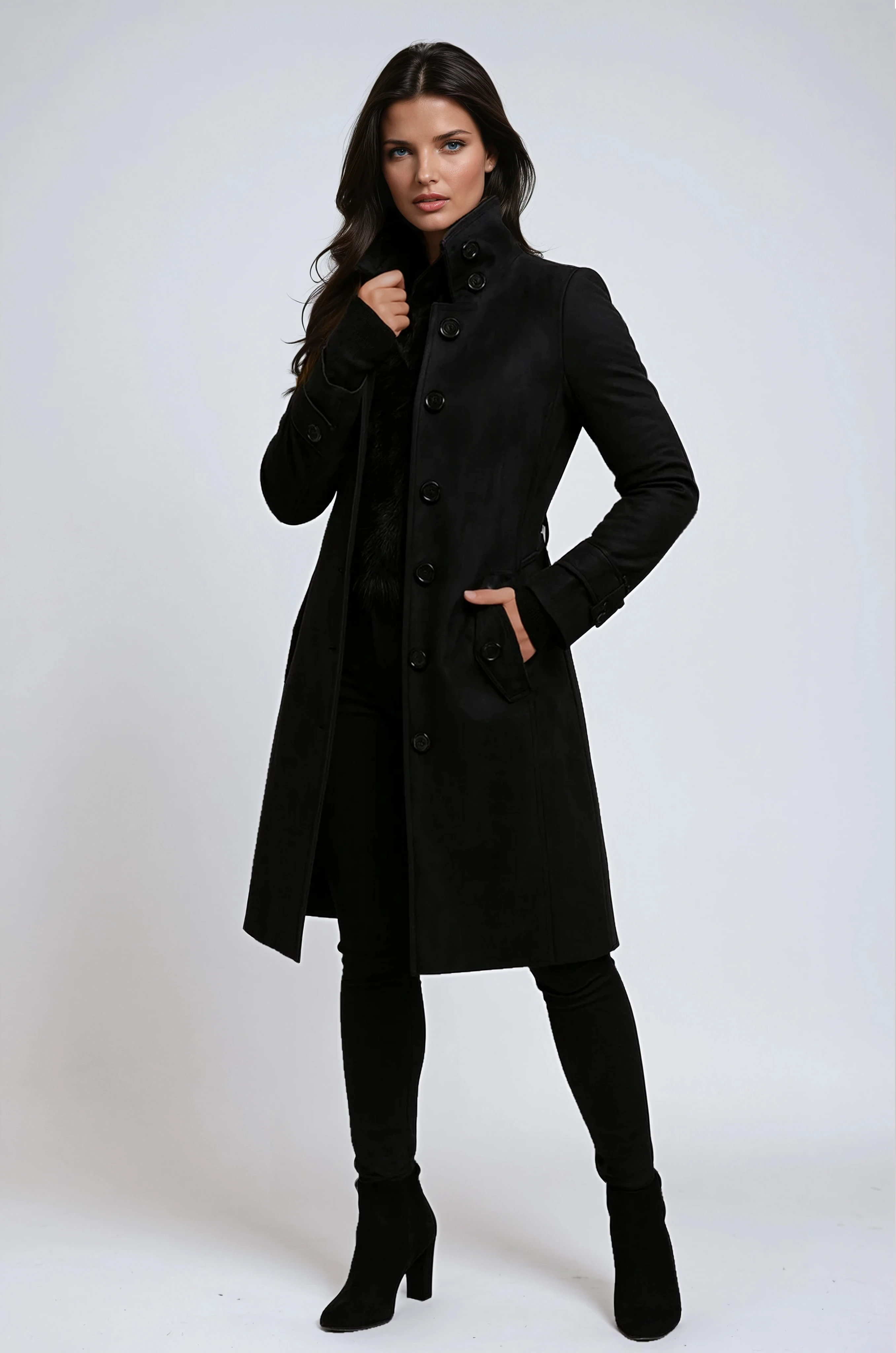 Elegant Women's Coat with High Collar