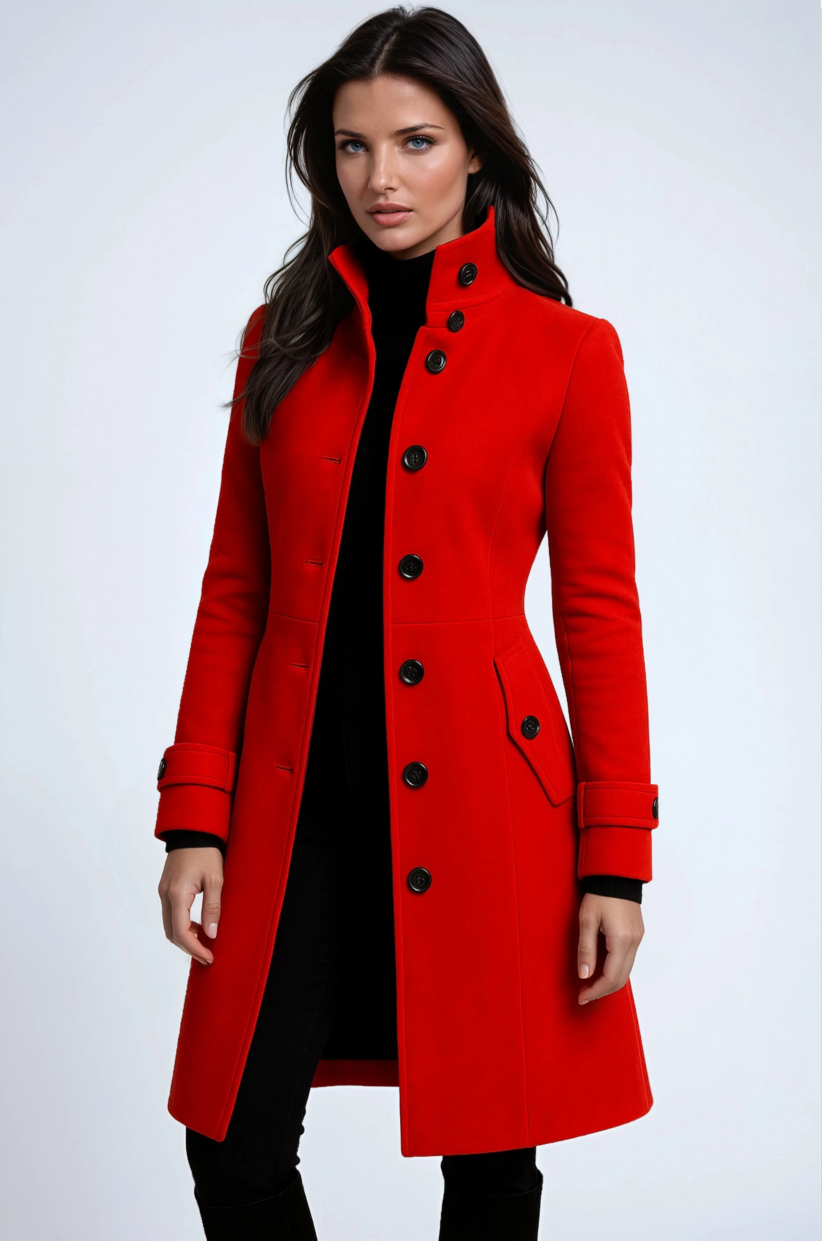 Elegant Women's Coat with High Collar