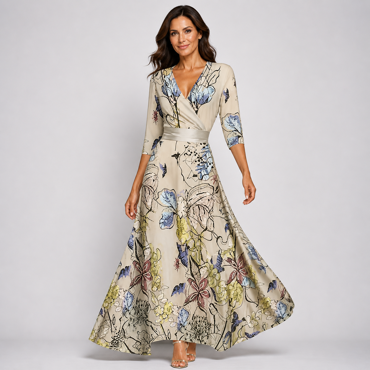 Robe Maxi Fleurie Cache-Cœur Élégance Bohème