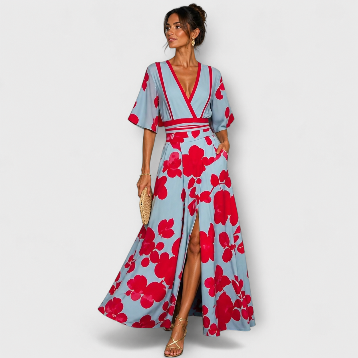Robe Longue Habillée Femme au Style Floral Raffiné