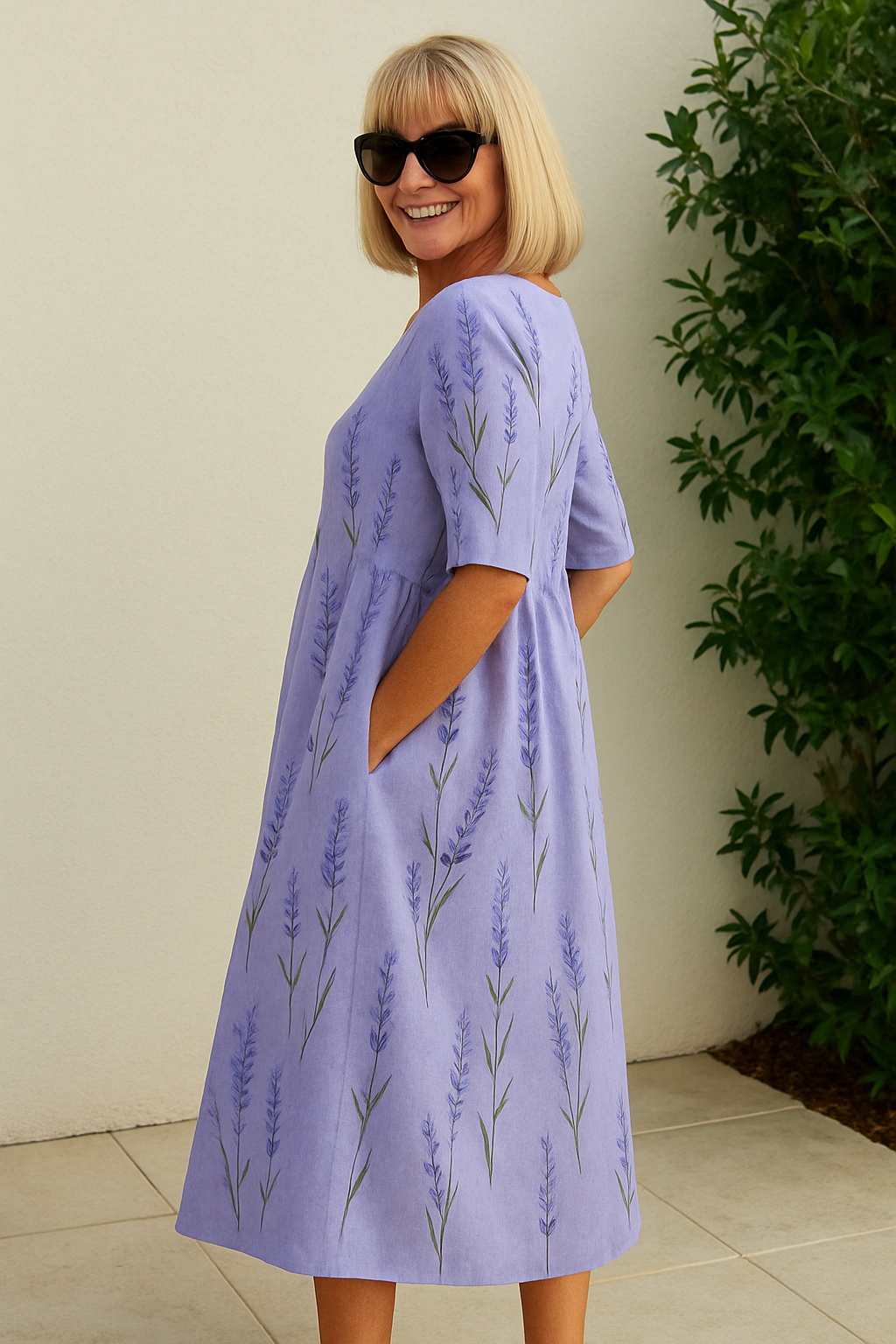 Vestido midi floral para mujer de corte amplio