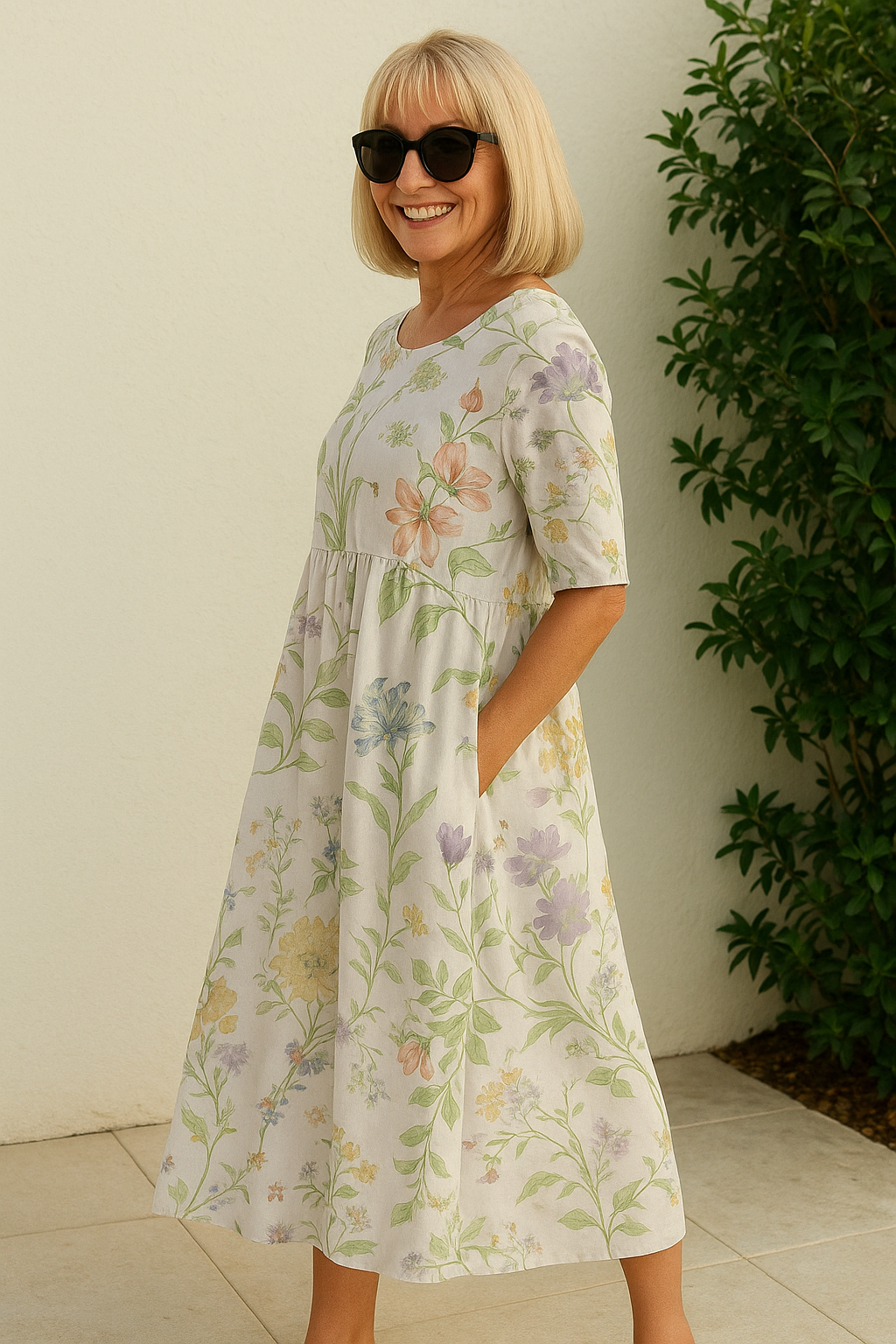 Vestido midi floral para mujer de corte amplio