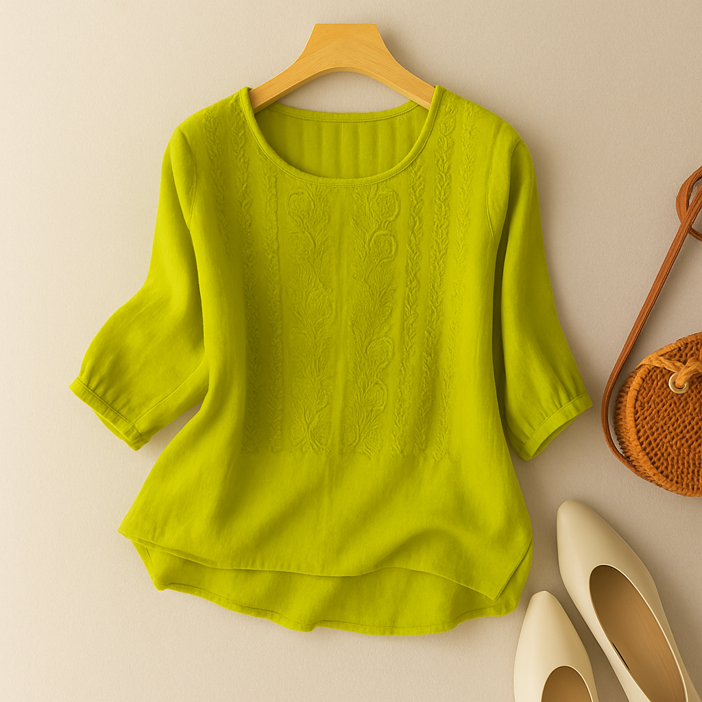 Blouse Légère à Manches Courtes avec Détails Brodés