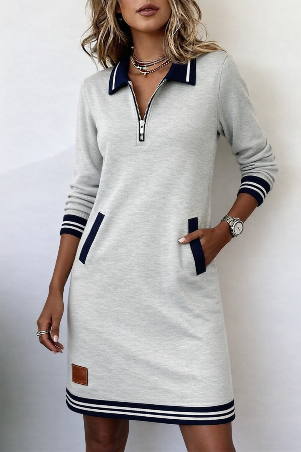 Women's Short Half-Zip Pullover Robe