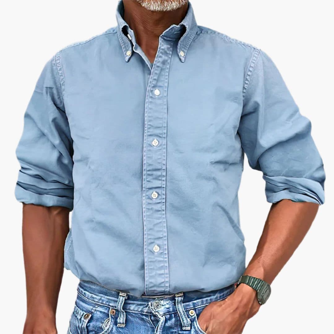 Men's faded long-sleeve shirt