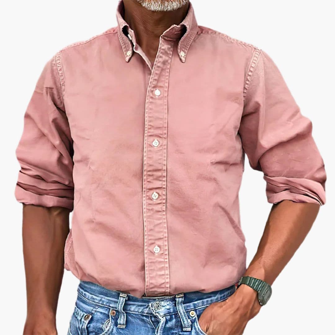 Men's faded long-sleeve shirt