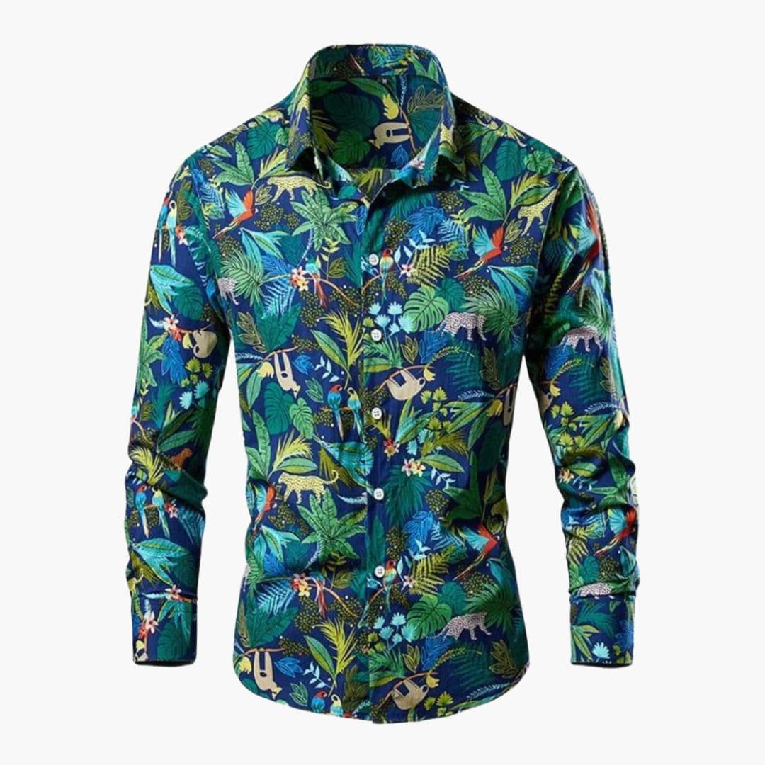 Men's Long-Sleeve Floral Shirt