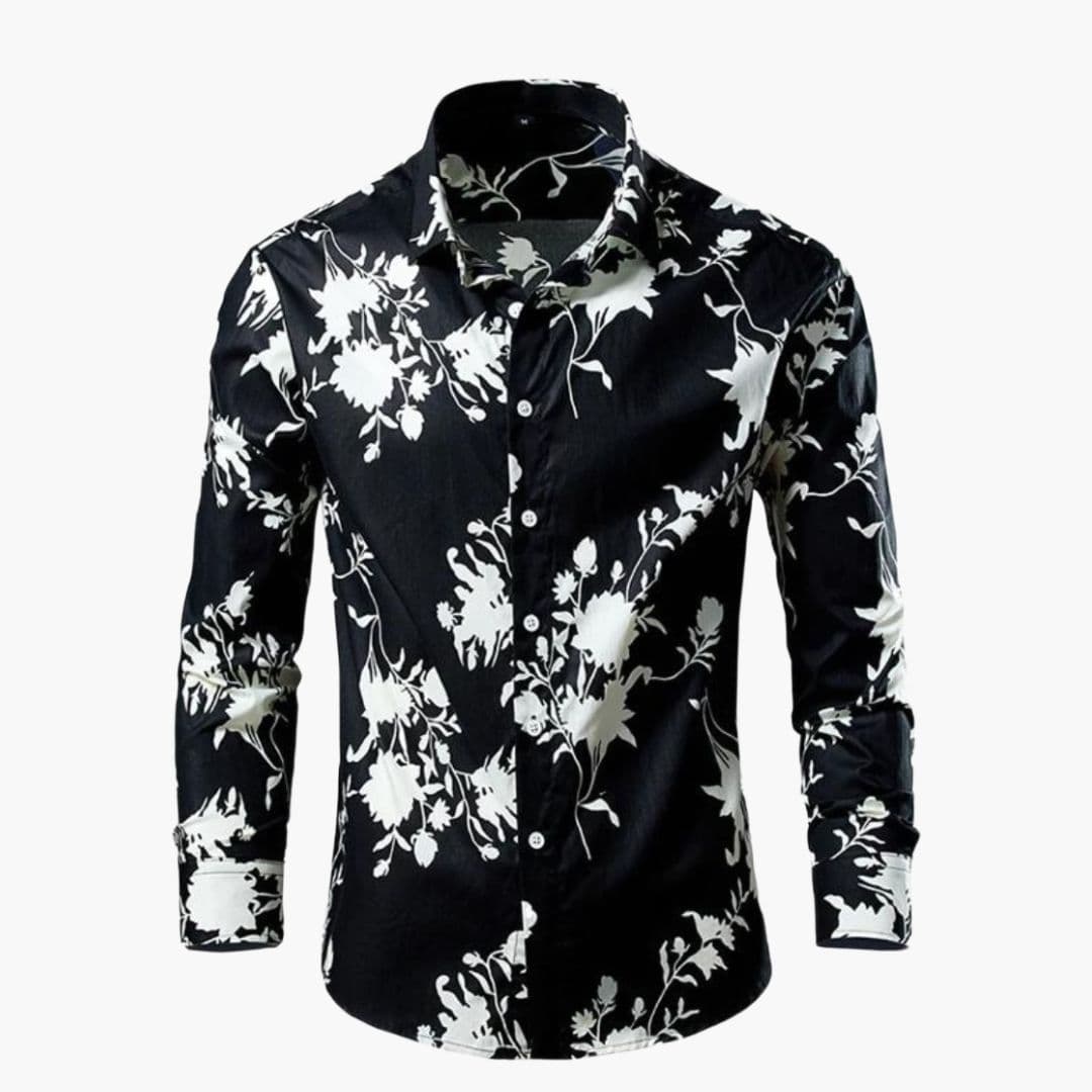 Men's Long-Sleeve Floral Shirt