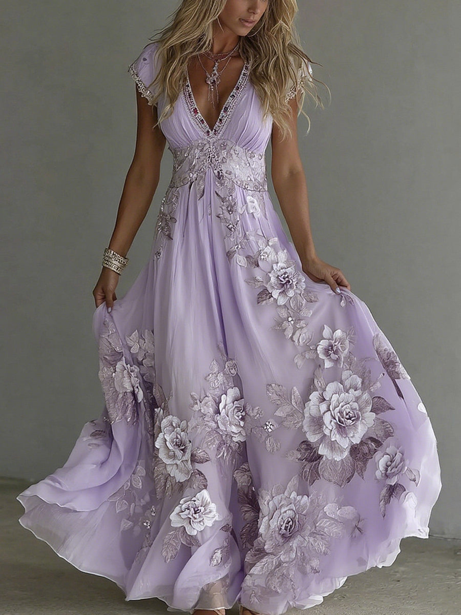 Vestido largo bohemio floral para mujer