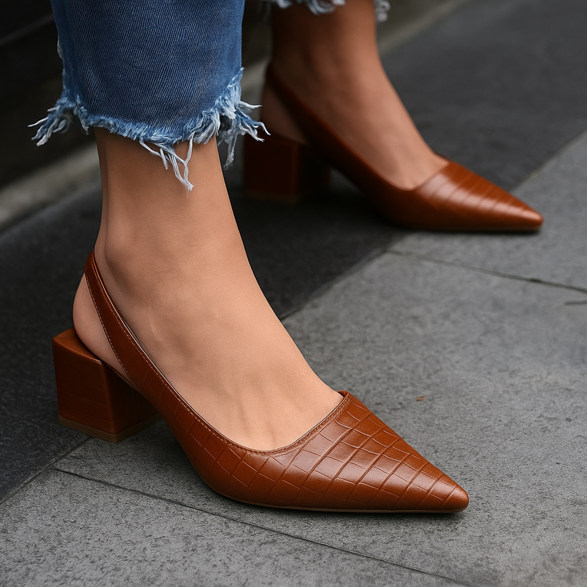 Escarpins slingback femme à bout pointu talon bas élégants