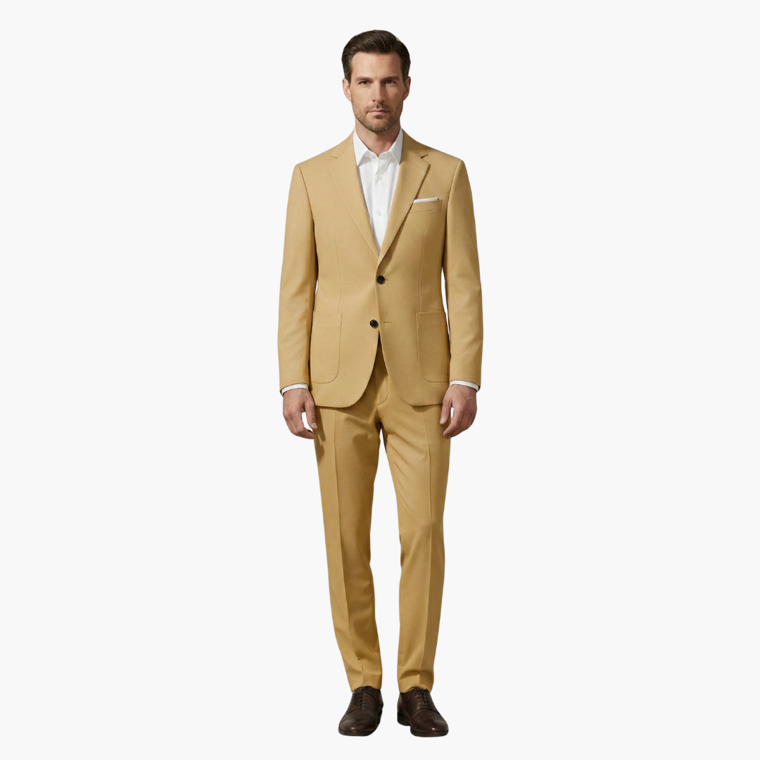 Costume Homme Élégant Deux Pièces avec Blazer à Col à Revers