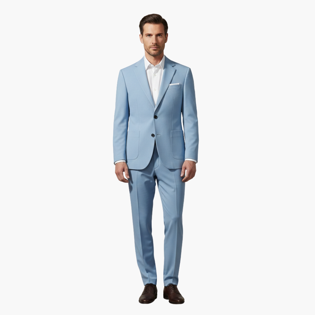 Costume Homme Élégant Deux Pièces avec Blazer à Col à Revers