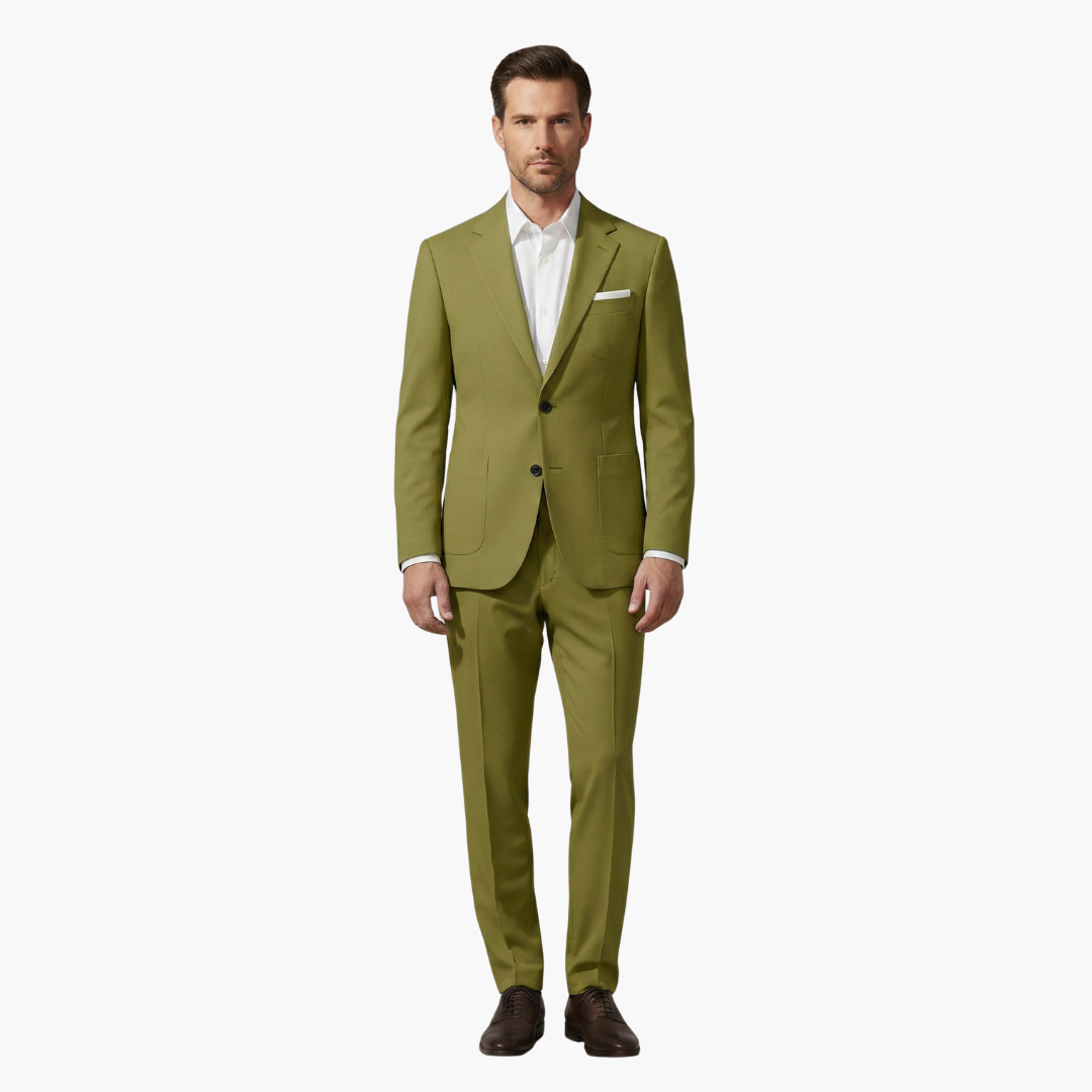 Costume Homme Élégant Deux Pièces avec Blazer à Col à Revers