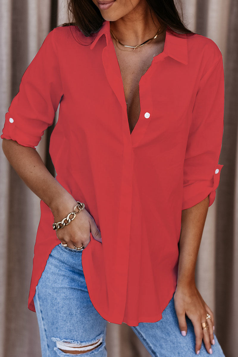 Chemise Oversize Décontractée à Manches Longues pour Femme
