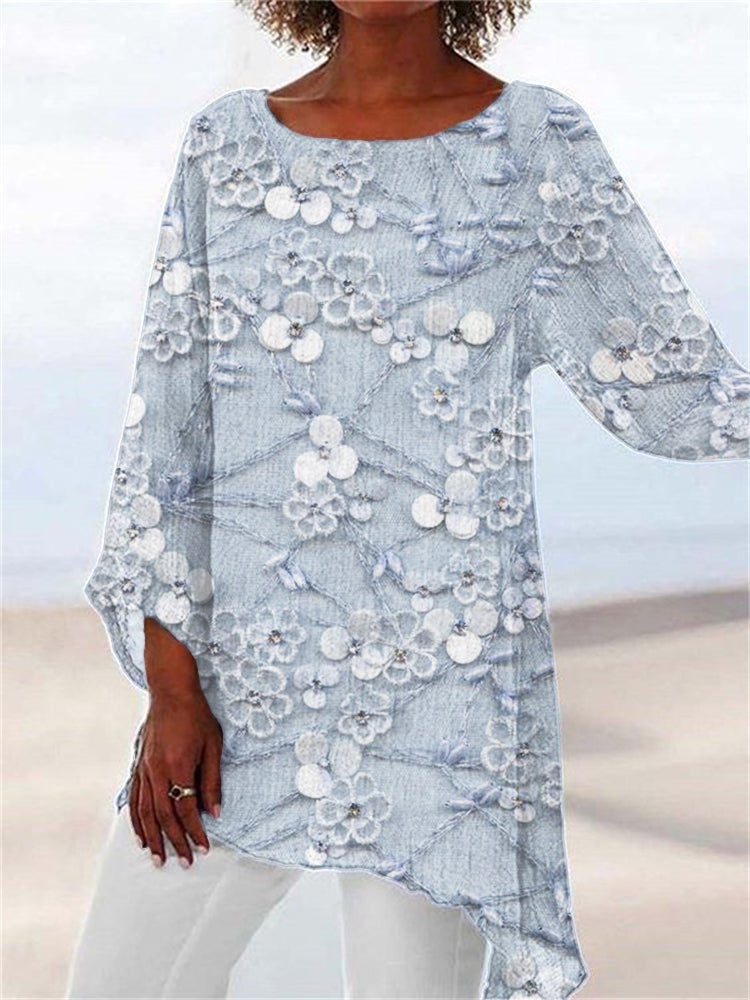 Asymmetric printed top for women