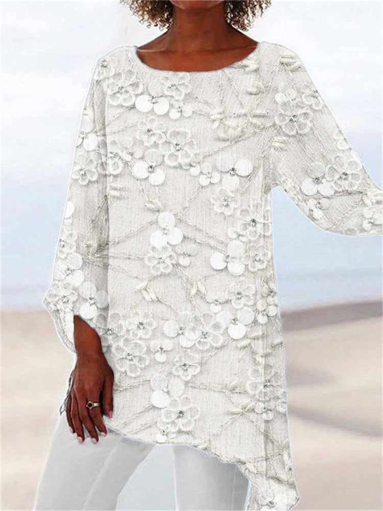 Asymmetric printed top for women