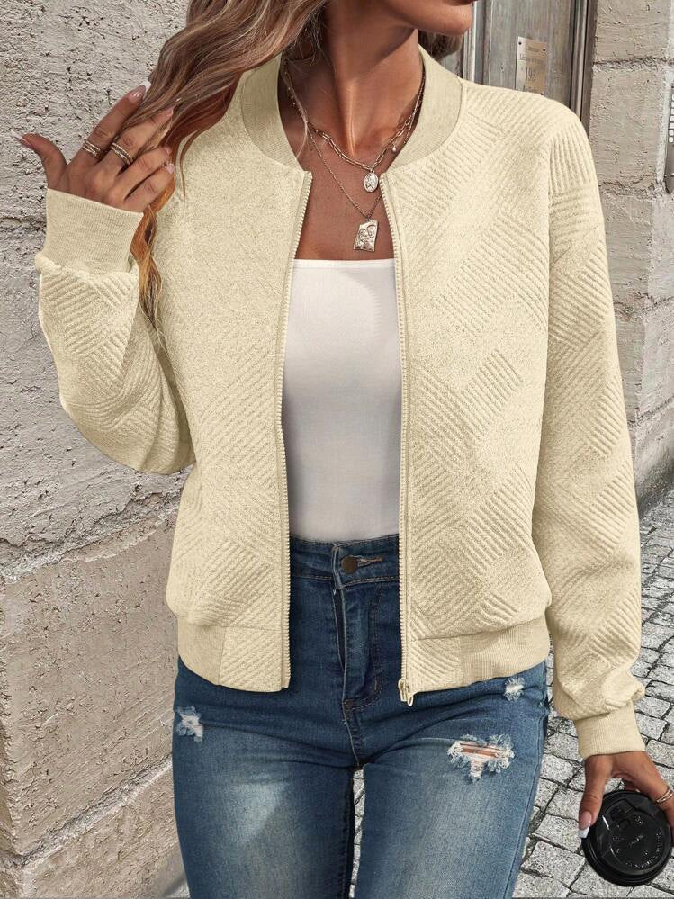 Women's Geometric Pattern Bomber Jacket