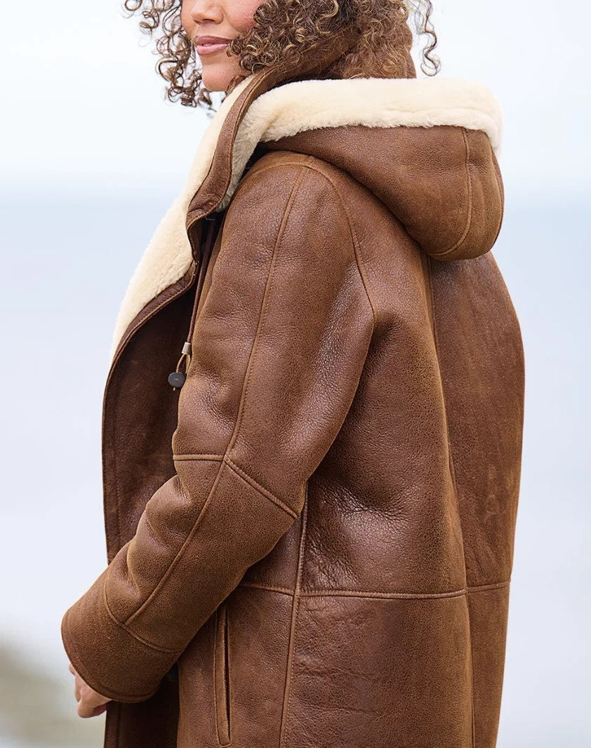 Manteau Hiver Vintage Femme Marron
