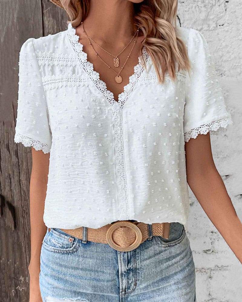 Blouse Élégante à Col V pour Femme
