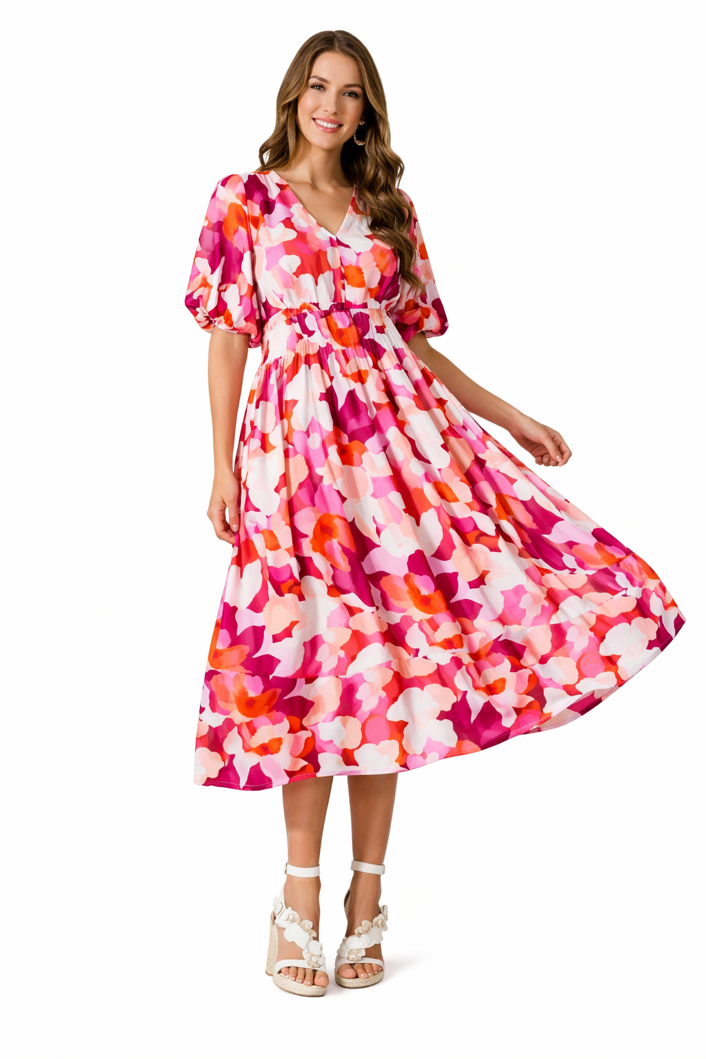 Women's Bohemian Floral Long Sleeve Maxi Dress