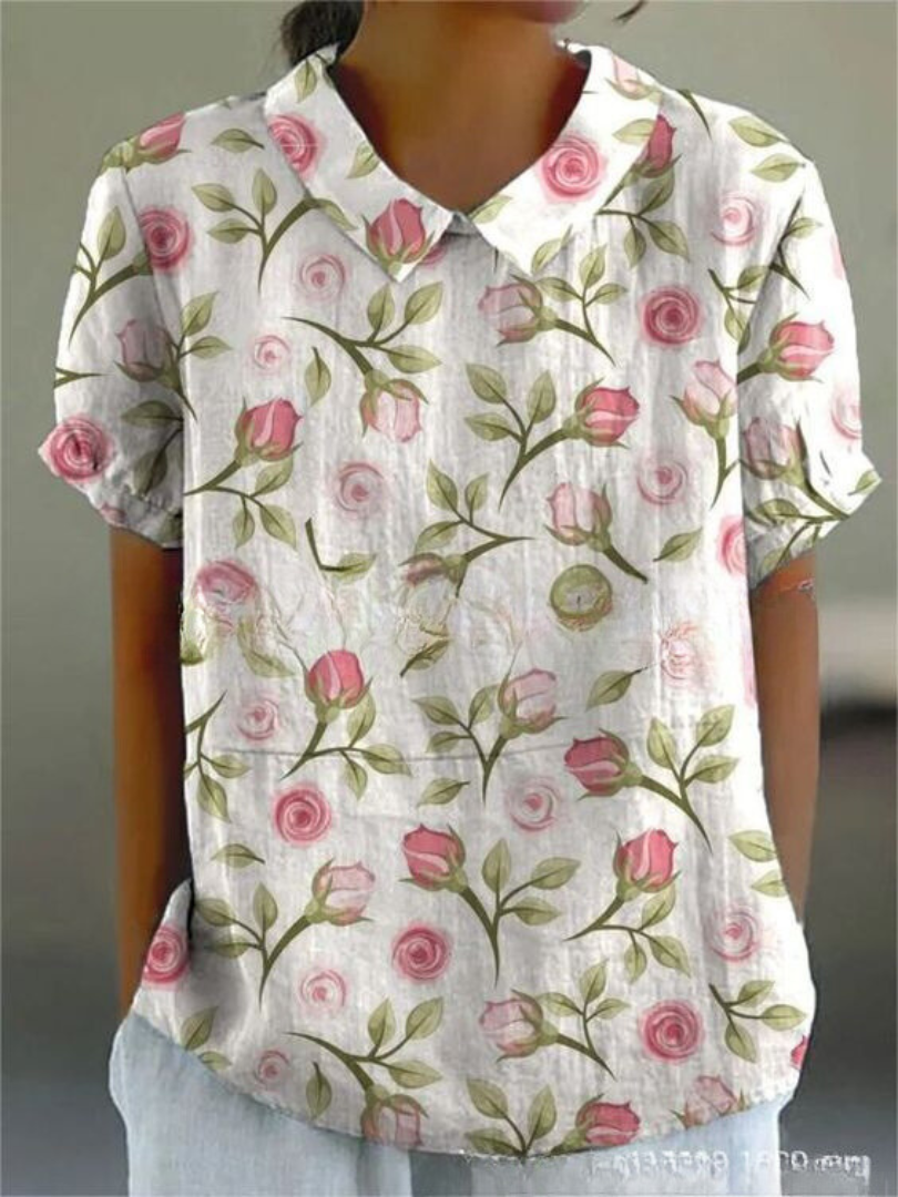 Blouse Fleurie Femme à Manches Courtes