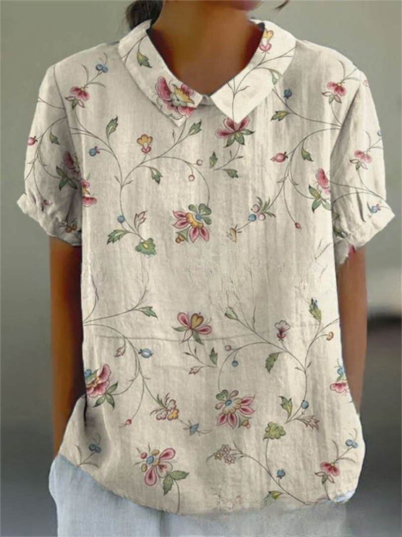 Blouse Fleurie Femme à Manches Courtes