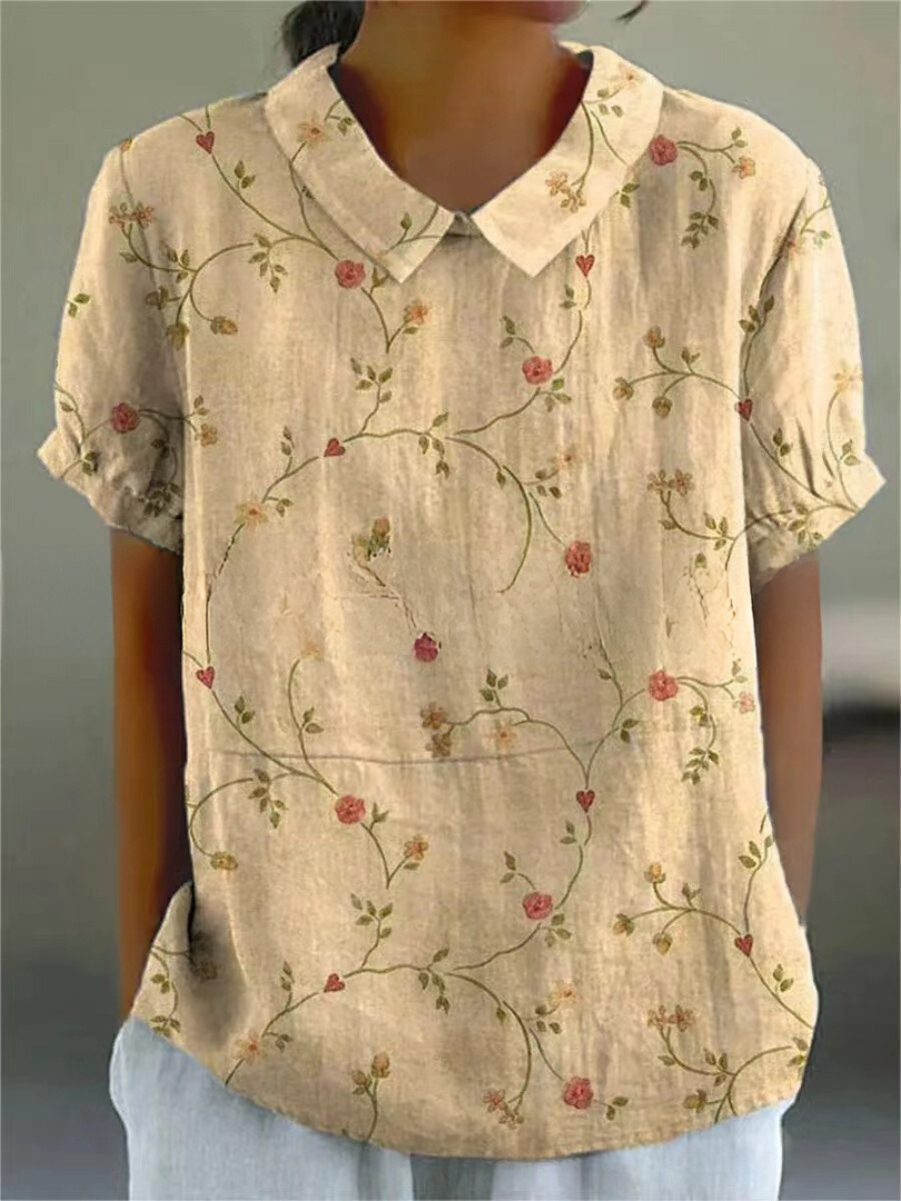 Blouse Fleurie Femme à Manches Courtes