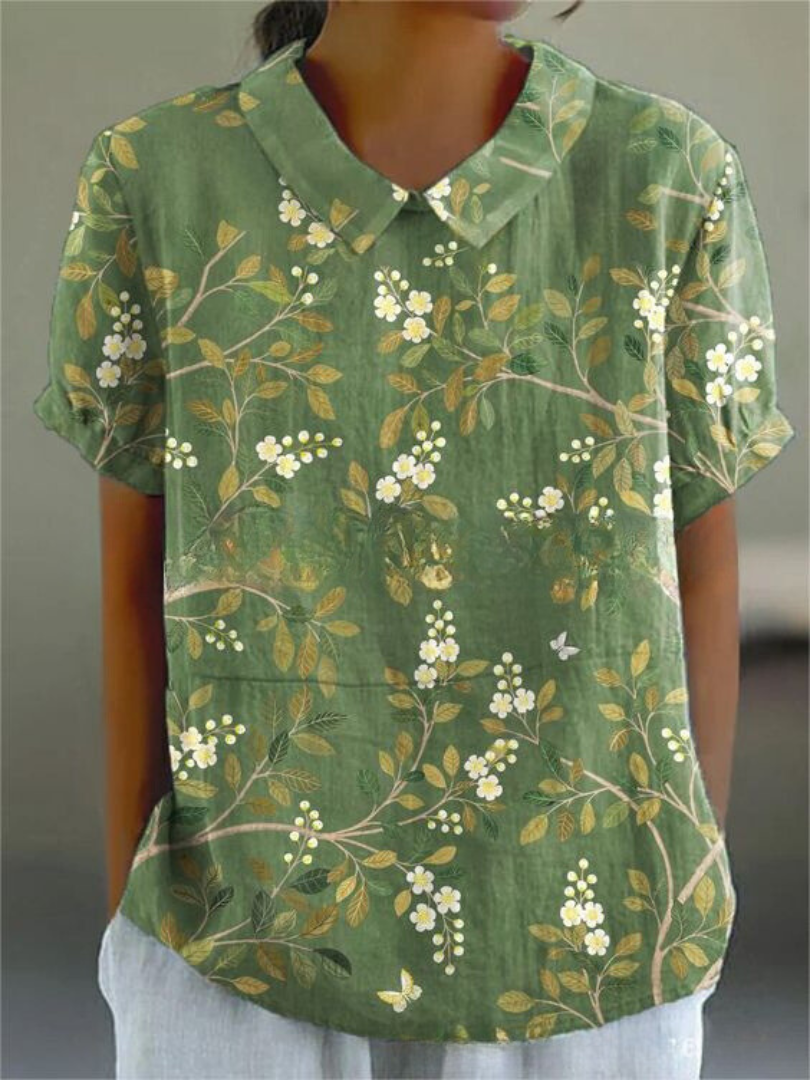 Blouse Fleurie Femme à Manches Courtes